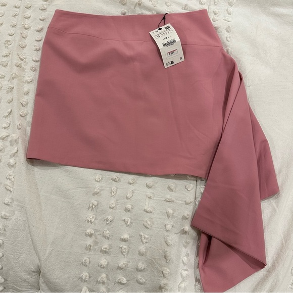 Zara Pale Pink Wool Blend Asymmetrical Skirt Size Small - Picture 7 of 7
